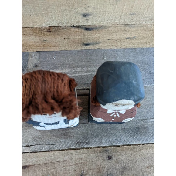 Vintage Set of two Wooden Block Primitive Folk Art Rag Dolls - Picture 6 of 10